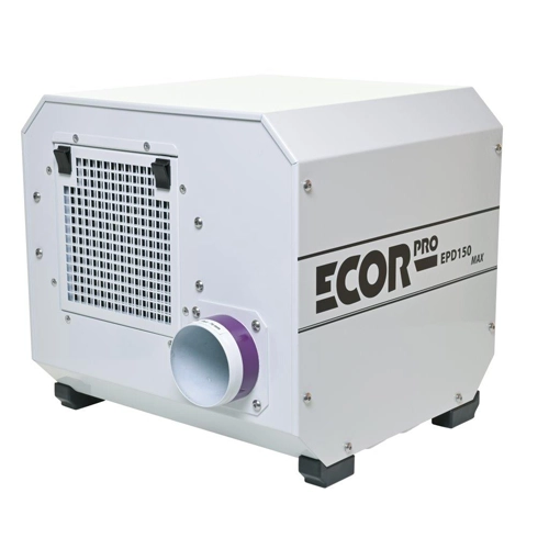 Ecor Pro EPD150-MAX WiFi humidistat and cable accessory included with dehumidifier
Ecor Pro EPD150-MAX WiFi DryFan desiccant dehumidifier front angle view with control panel and duct outlet
Ecor Pro EPD150-MAX desiccant dehumidifier side view with humidistat connected
Ecor Pro EPD150-MAX DryFan dehumidifier side panel with grille and ducting port
Ecor Pro EPD150-MAX desiccant dehumidifier rear panel with WiFi humidistat and connections
Ecor Pro EPD150-MAX DryFan desiccant dehumidifier packaging showing contents inside box
Scale image of Ecor Pro EPD150-MAX WiFi DryFan desiccant dehumidifier compared with 183 cm person