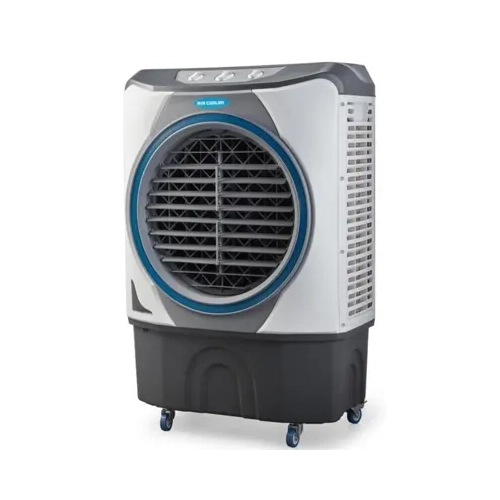 Fral EVC 45 Evaporative Air Cooler scale image shown next to 183cm person
Fral EVC 45 Evaporative Air Cooler angled side view with large front grille#