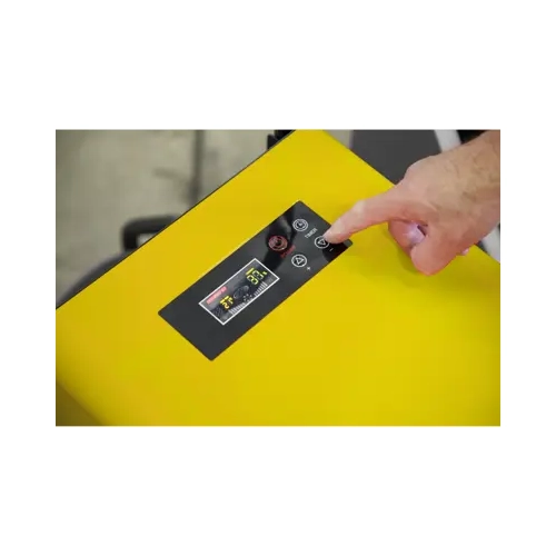 Sealey SDH50 110v Industrial Dehumidifier angled side view with wheels and handle
Sealey SDH50 110v Industrial Dehumidifier angled front view in yellow and black finish
Sealey SDH50 110v Industrial Dehumidifier with open water tank compartment
Digital control panel of Sealey SDH50 110v Industrial Dehumidifier in use
Sealey SDH50 110v Industrial Dehumidifier filter being removed for maintenance
Sealey SDH50 110v Industrial Dehumidifier scale image shown next to 183cm person